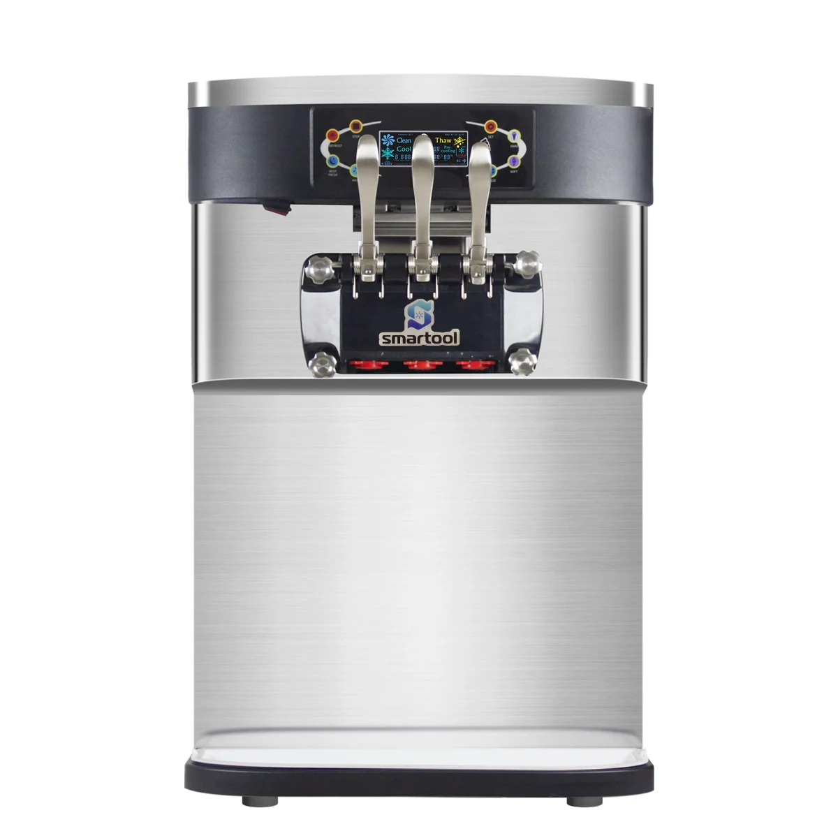 Smartool BT742SR2JL-F triple head countertop ice cream machine, front view, for ice cream shops and cafés