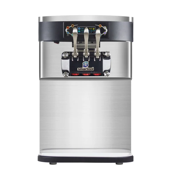 Smartool BT742SR2JL-F triple head countertop ice cream machine, front view, for ice cream shops and cafés