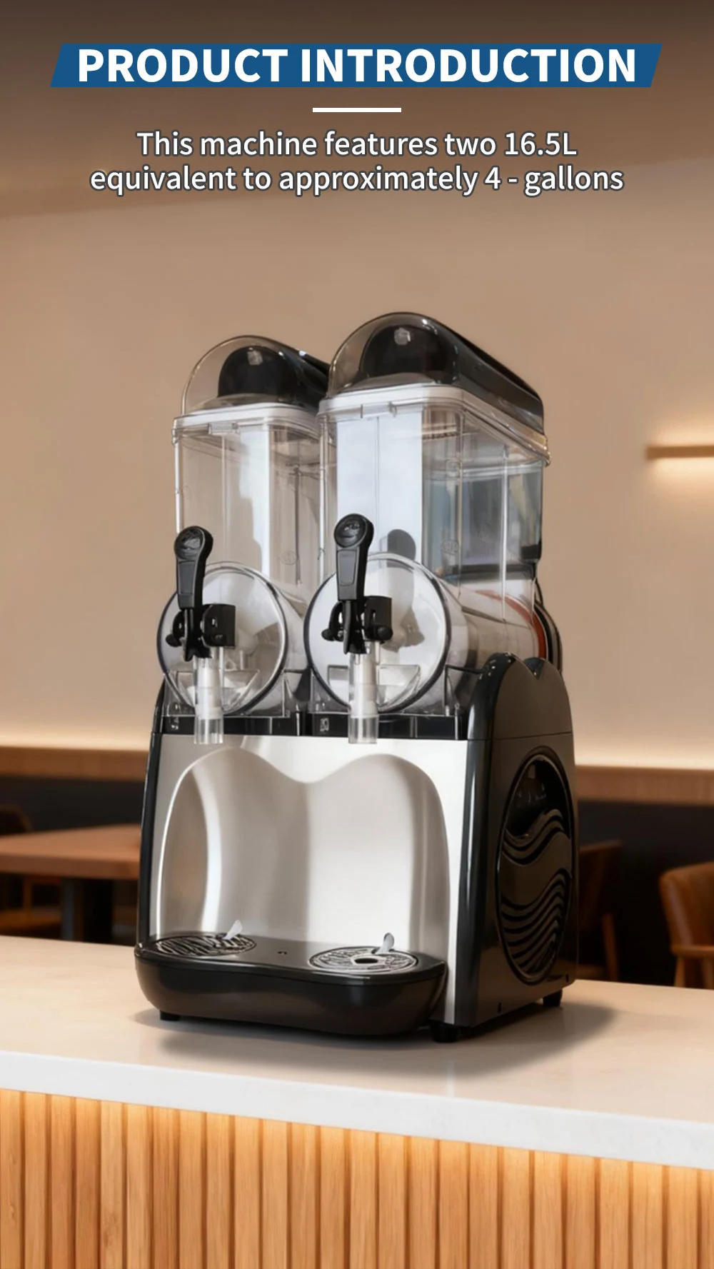 Smartool - Smartool Best Commercial Slushy Machine - Expert 110V 860W Dual-Tank Apple-Shaped Frozen Drink Maker-RL18-2