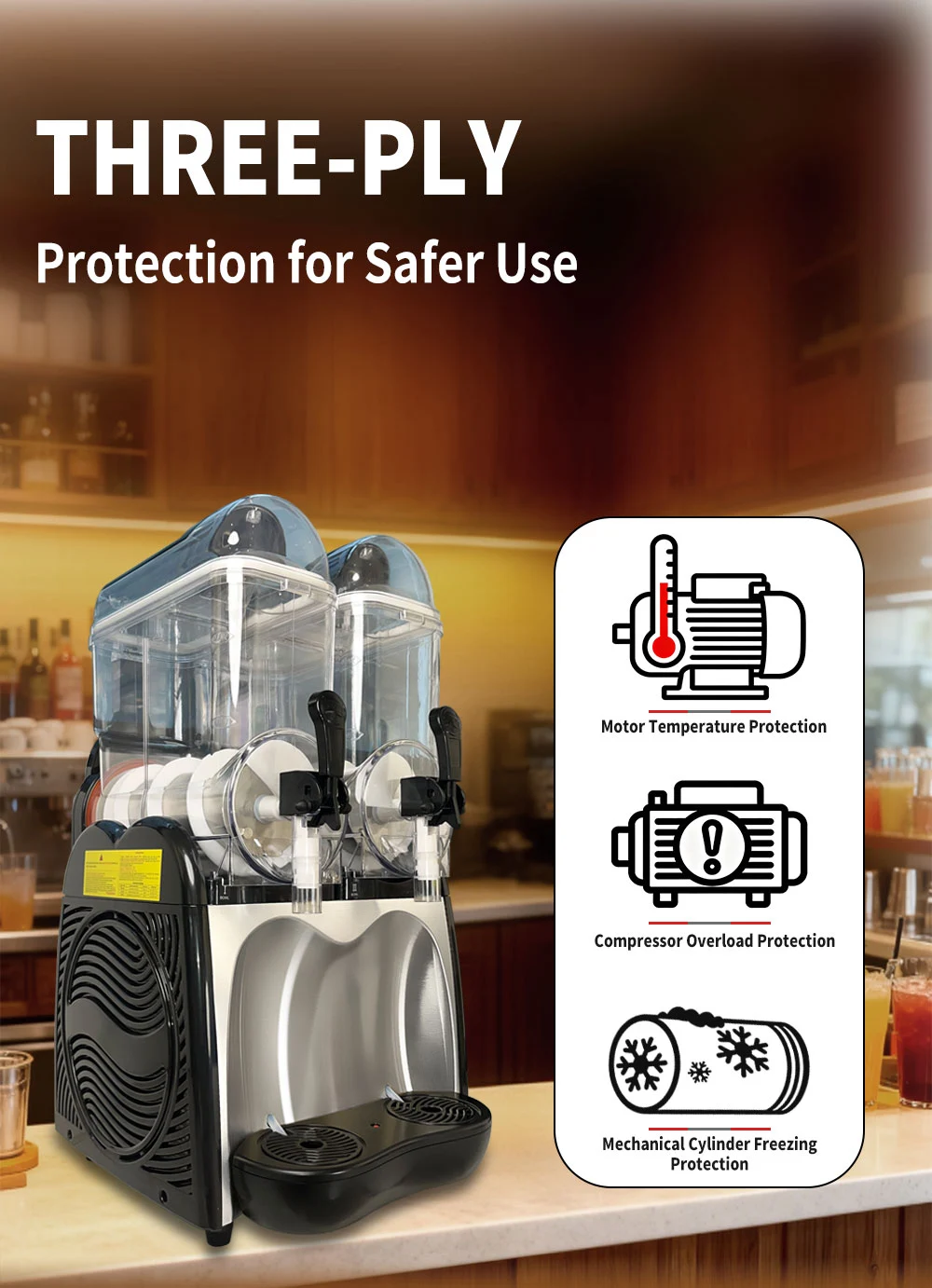 Smartool - Smartool Best Commercial Slushy Machine - Expert 110V 860W Dual-Tank Apple-Shaped Frozen Drink Maker-RL18-2