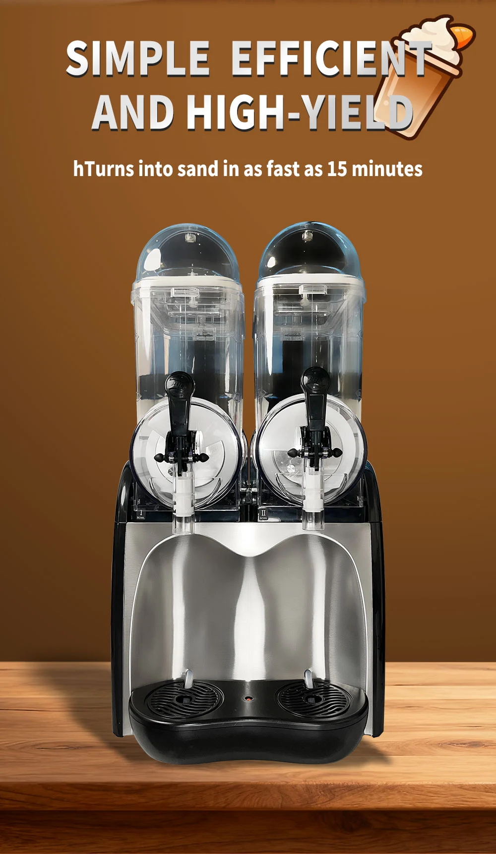 Smartool - Smartool Best Commercial Slushy Machine - Expert 110V 860W Dual-Tank Apple-Shaped Frozen Drink Maker-RL18-2