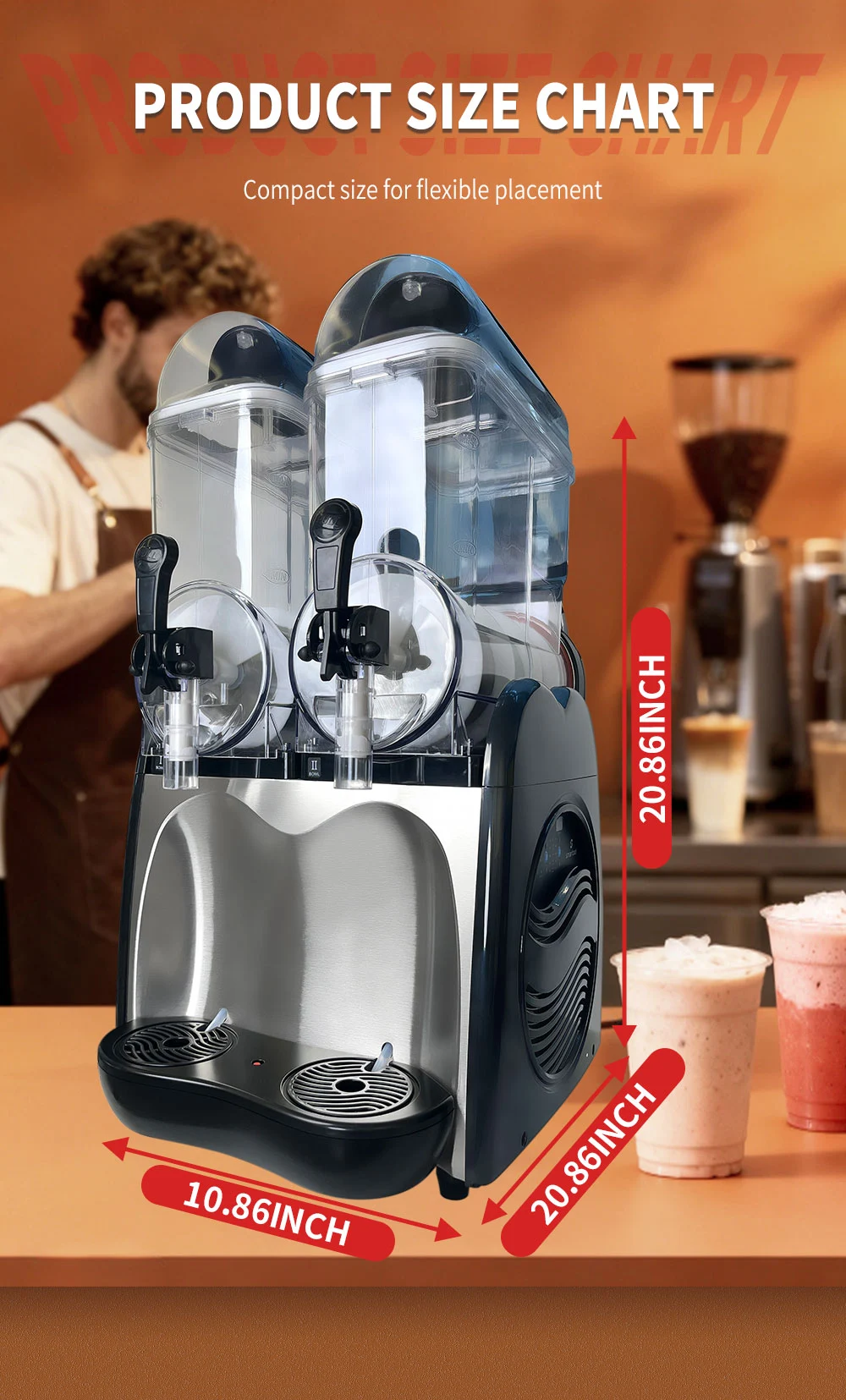 Smartool - Smartool Best Commercial Slushy Machine - Expert 110V 860W Dual-Tank Apple-Shaped Frozen Drink Maker-RL18-2