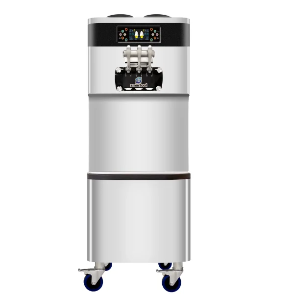 Smartool BT768CRJL-TF floor-standing triple head ice cream machine on casters, for ice cream shops and buffets