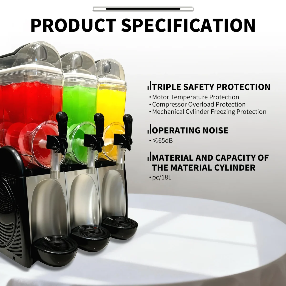 RL18-3 Commercial Three-Cylinder Slushy Machine – 1500W 49.5L Frozen Drink Maker - Product image 19