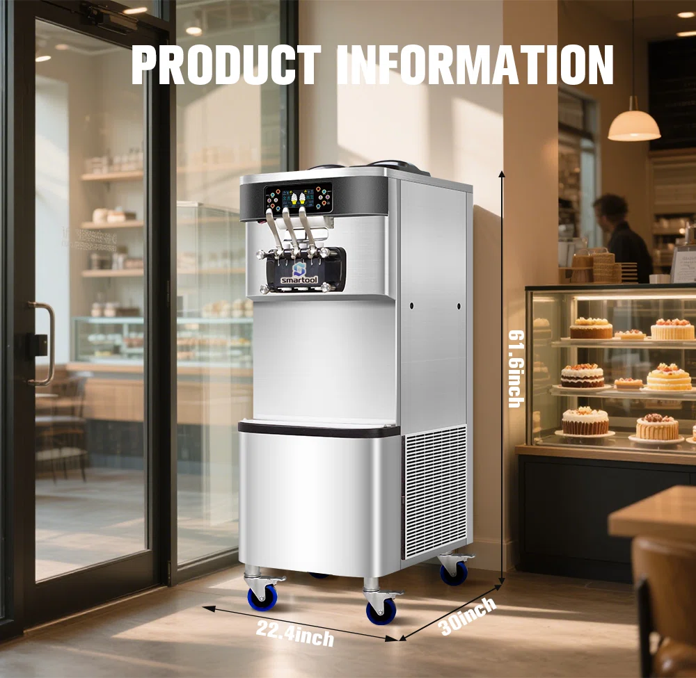 Smartool - Smartool Vertical Stainless Steel Triple Head High Capacity Dual System Ice Cream Machine