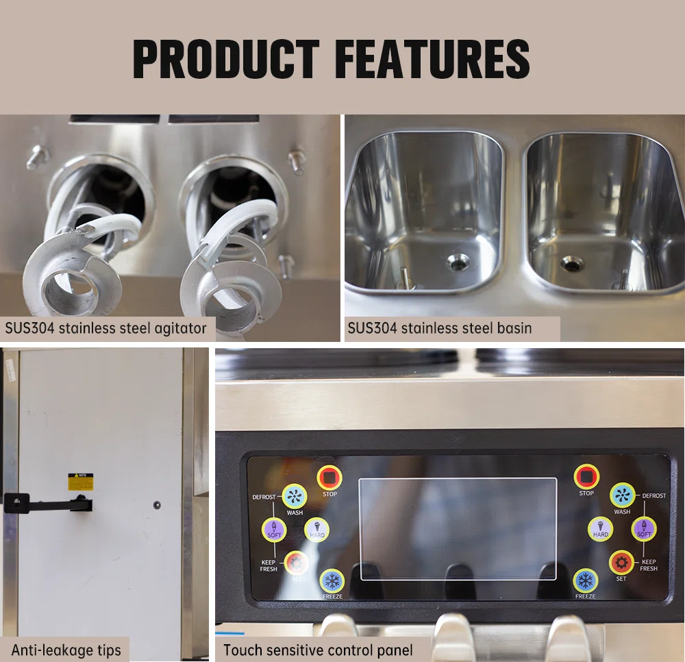 Smartool - Smartool Vertical Stainless Steel Triple Head High Capacity Dual System Ice Cream Machine