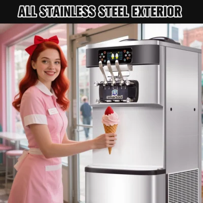 Vertical Stainless Steel Triple Head High Capacity Dual System Ice Cream Machine - Product image 6
