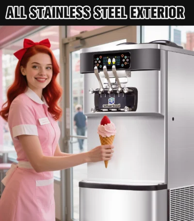 Vertical Stainless Steel Triple Head High Capacity Dual System Ice Cream Machine - Product image 6