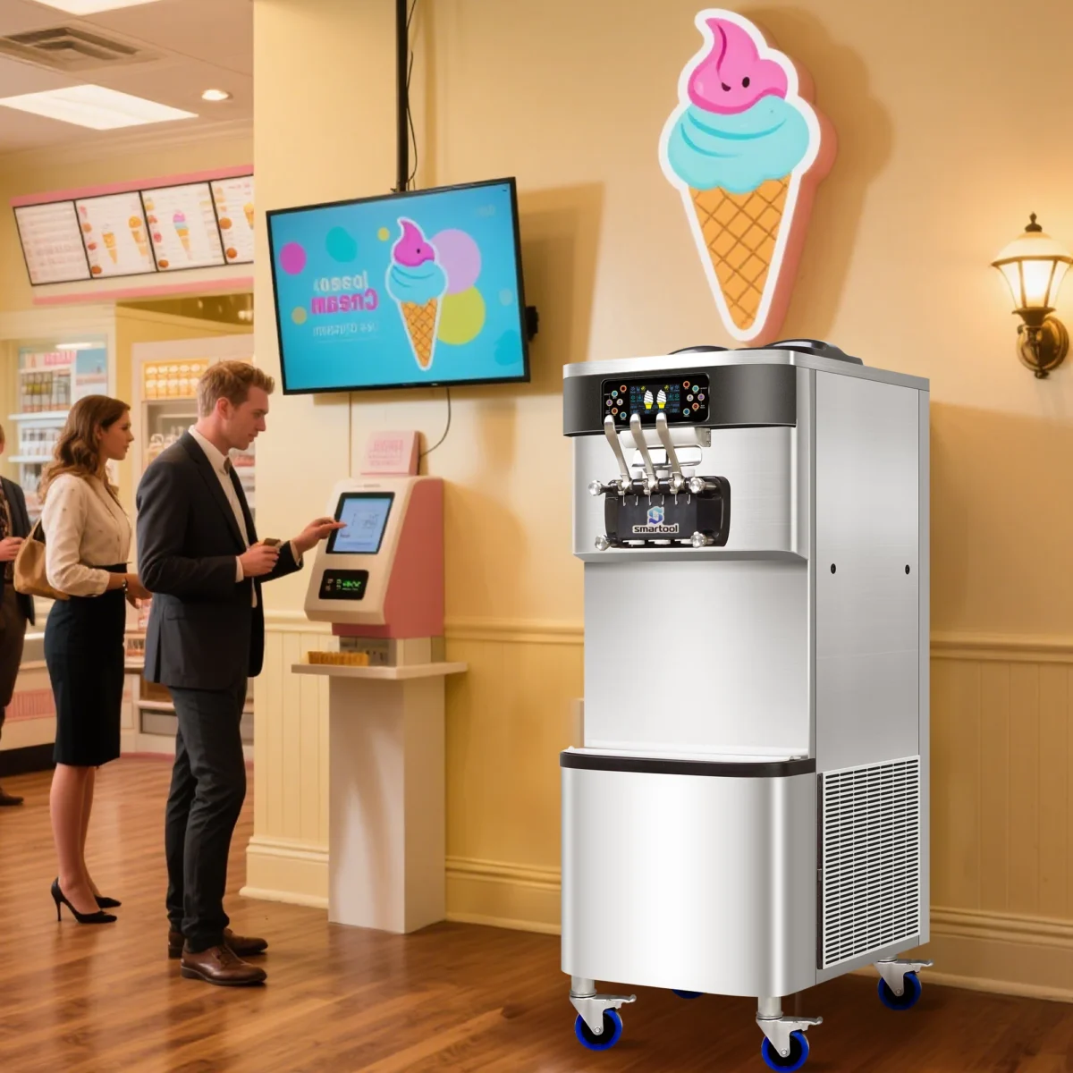 Vertical Stainless Steel Triple Head High Capacity Dual System Ice Cream Machine - Product image 7