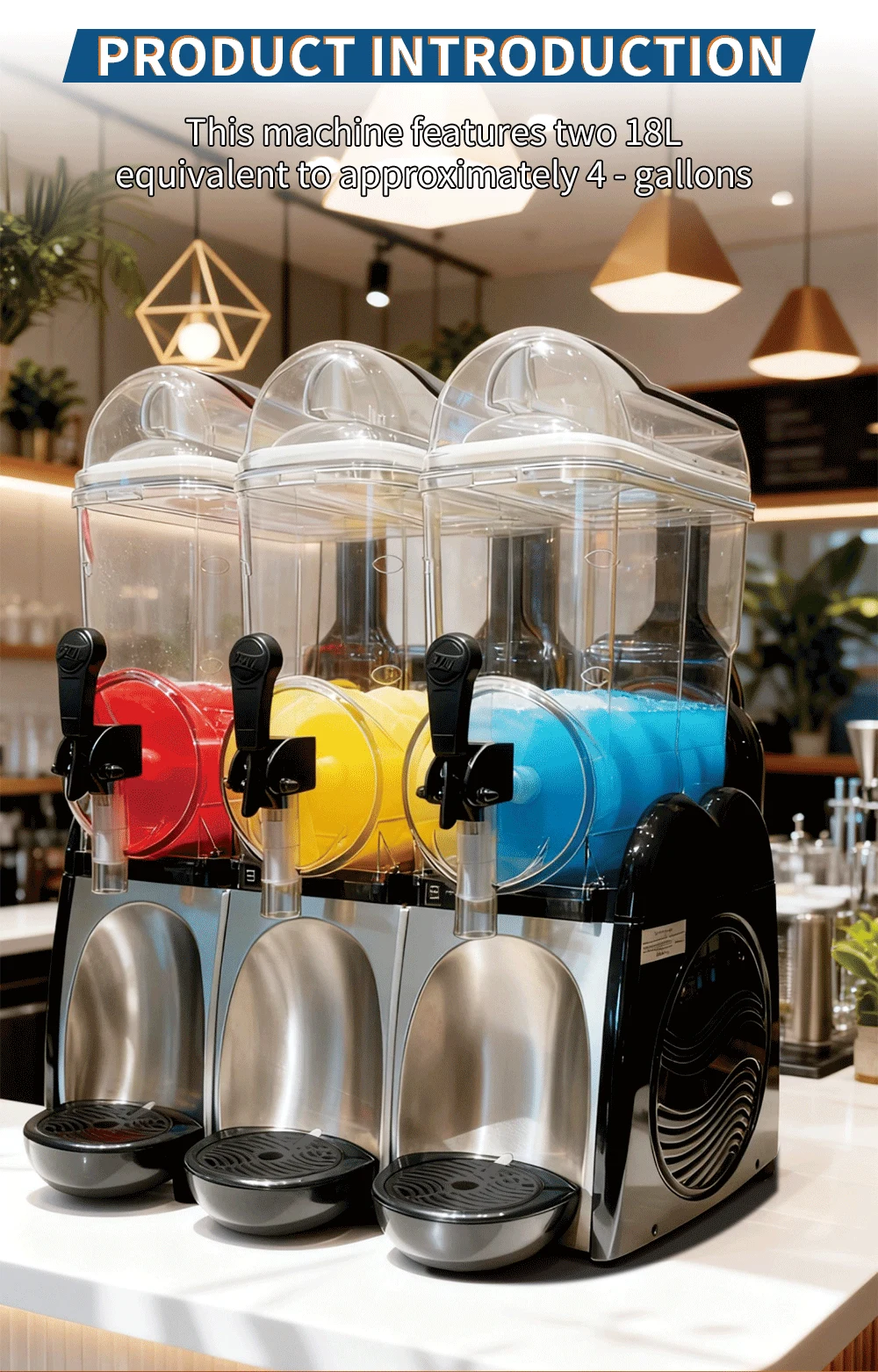 Smartool - Smartool RL18-3 Commercial Three-Cylinder Slushy Machine – 1500W 49.5L Frozen Drink Maker -RL18-3