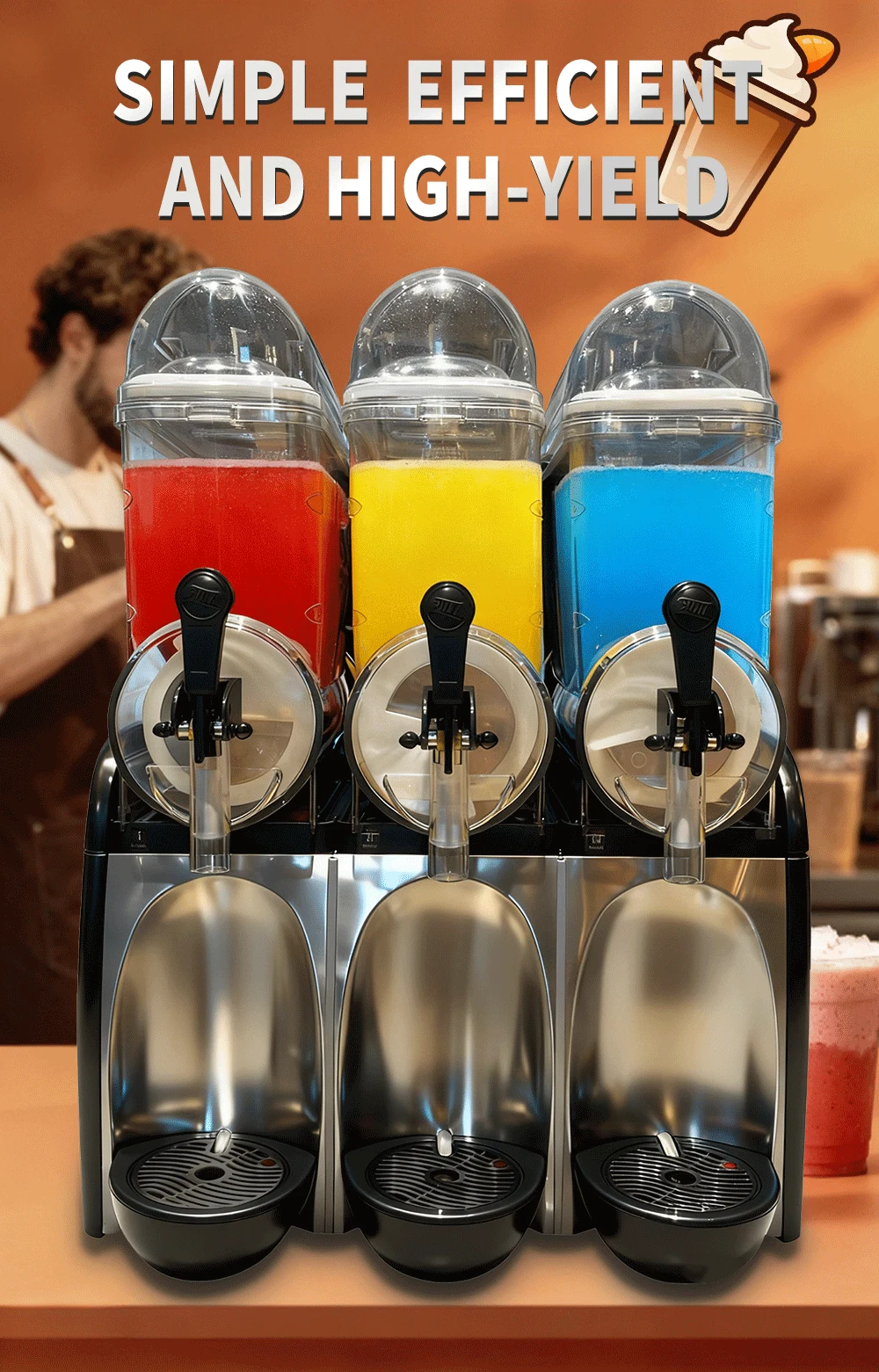 Smartool - Smartool RL18-3 Commercial Three-Cylinder Slushy Machine – 1500W 49.5L Frozen Drink Maker -RL18-3