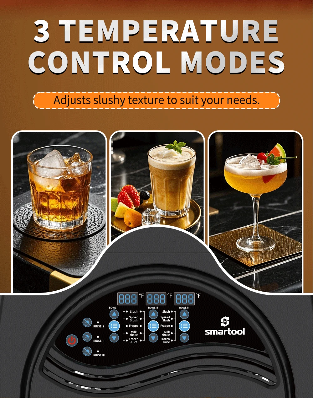 Smartool - Smartool RL18-3 Commercial Three-Cylinder Slushy Machine – 1500W 49.5L Frozen Drink Maker -RL18-3