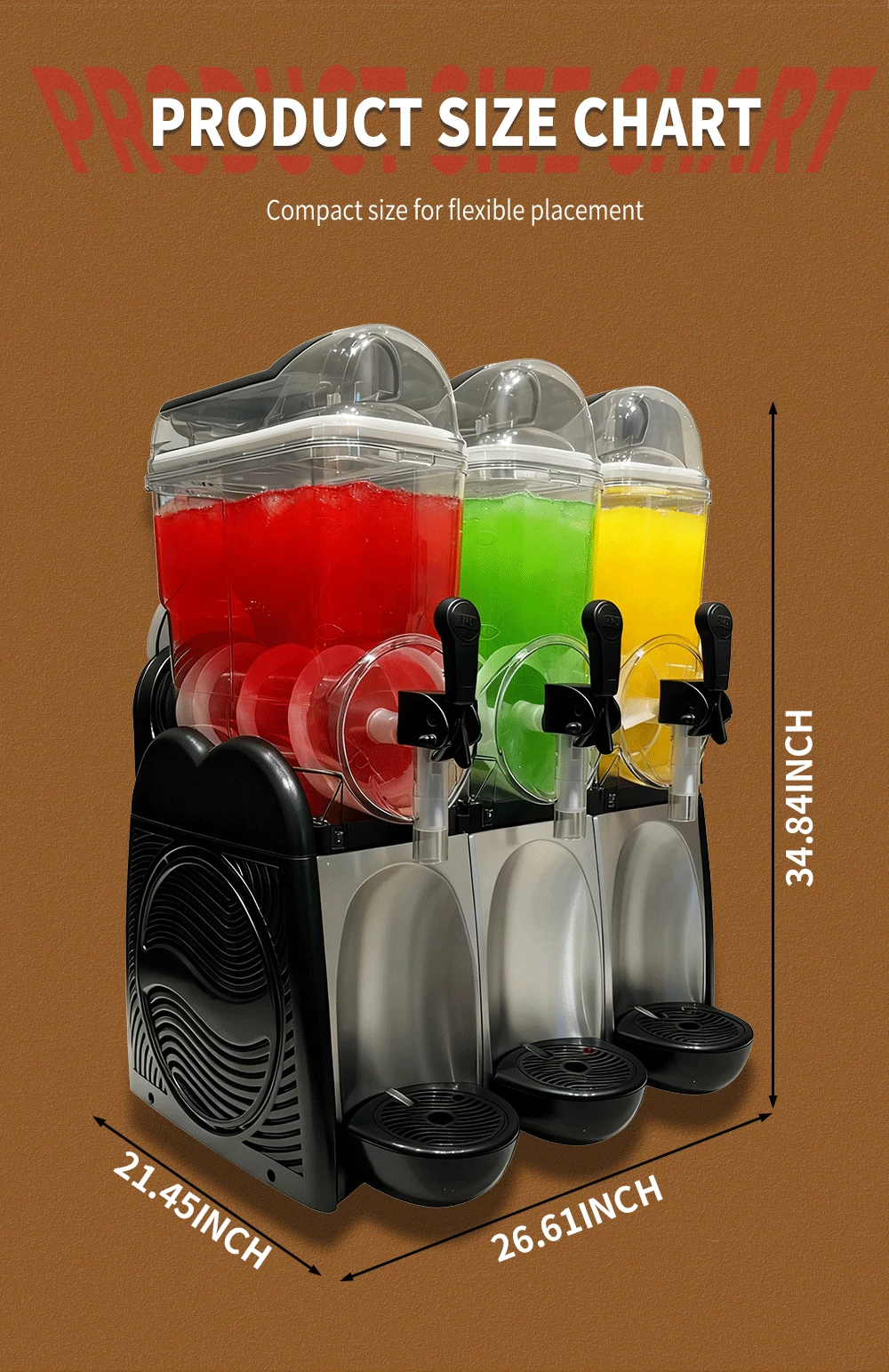 Smartool - Smartool RL18-3 Commercial Three-Cylinder Slushy Machine – 1500W 49.5L Frozen Drink Maker -RL18-3