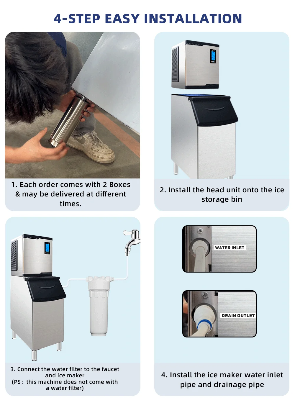 Smartool - Smartool Ice Maker - Split Head Model BF360, 360lbs/Day, 110V (Square Ice)