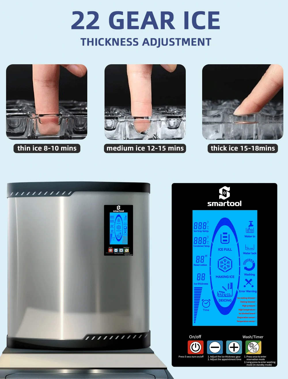 Smartool - Smartool BF500 Split Type Ice Maker - 500lbs/24H Commercial-Grade Square Ice Machine-BF500