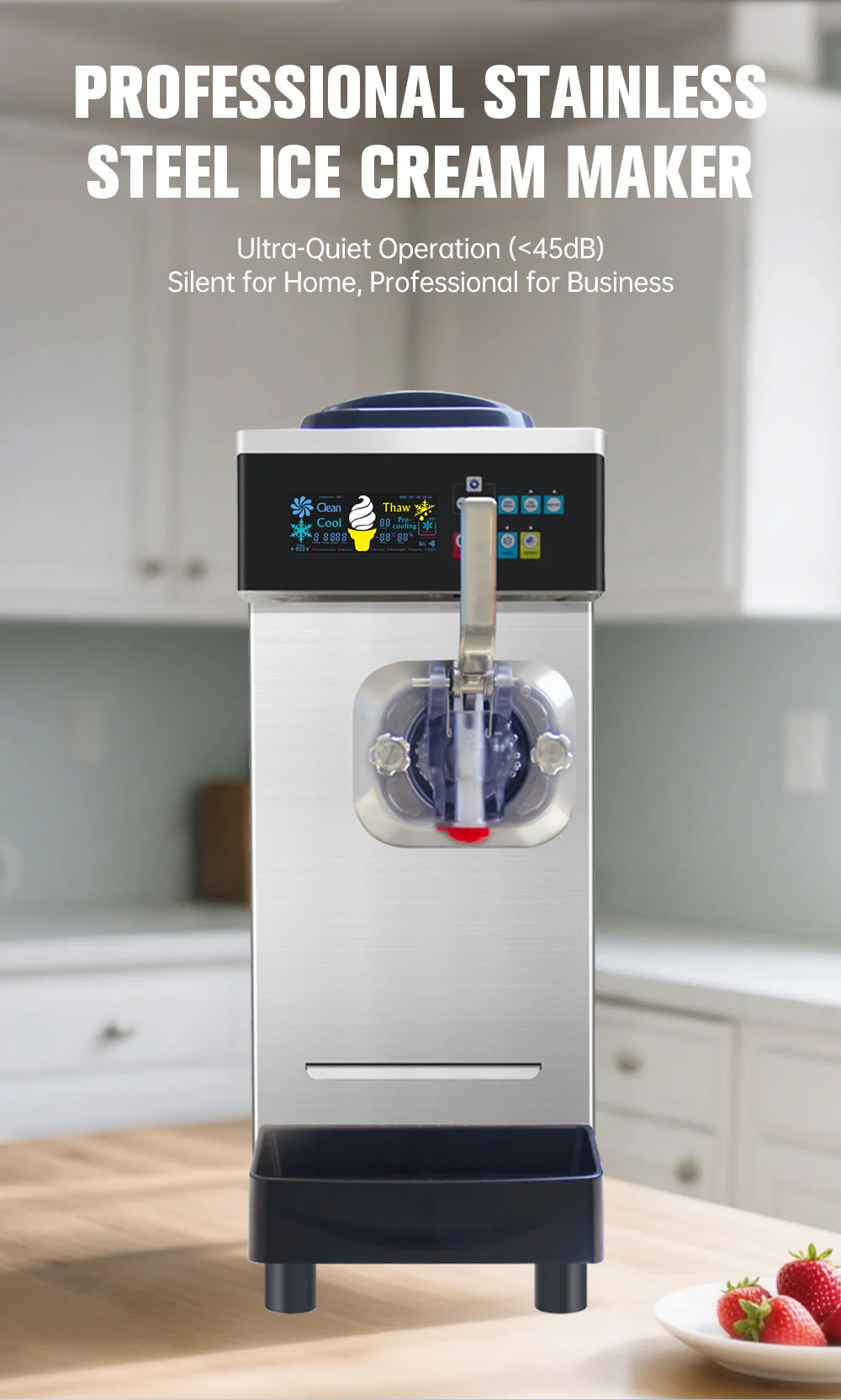 Smartool - Smartool Desktop Stainless Steel Single Head Silent Ice - Cream Machine - SW26RJL-F