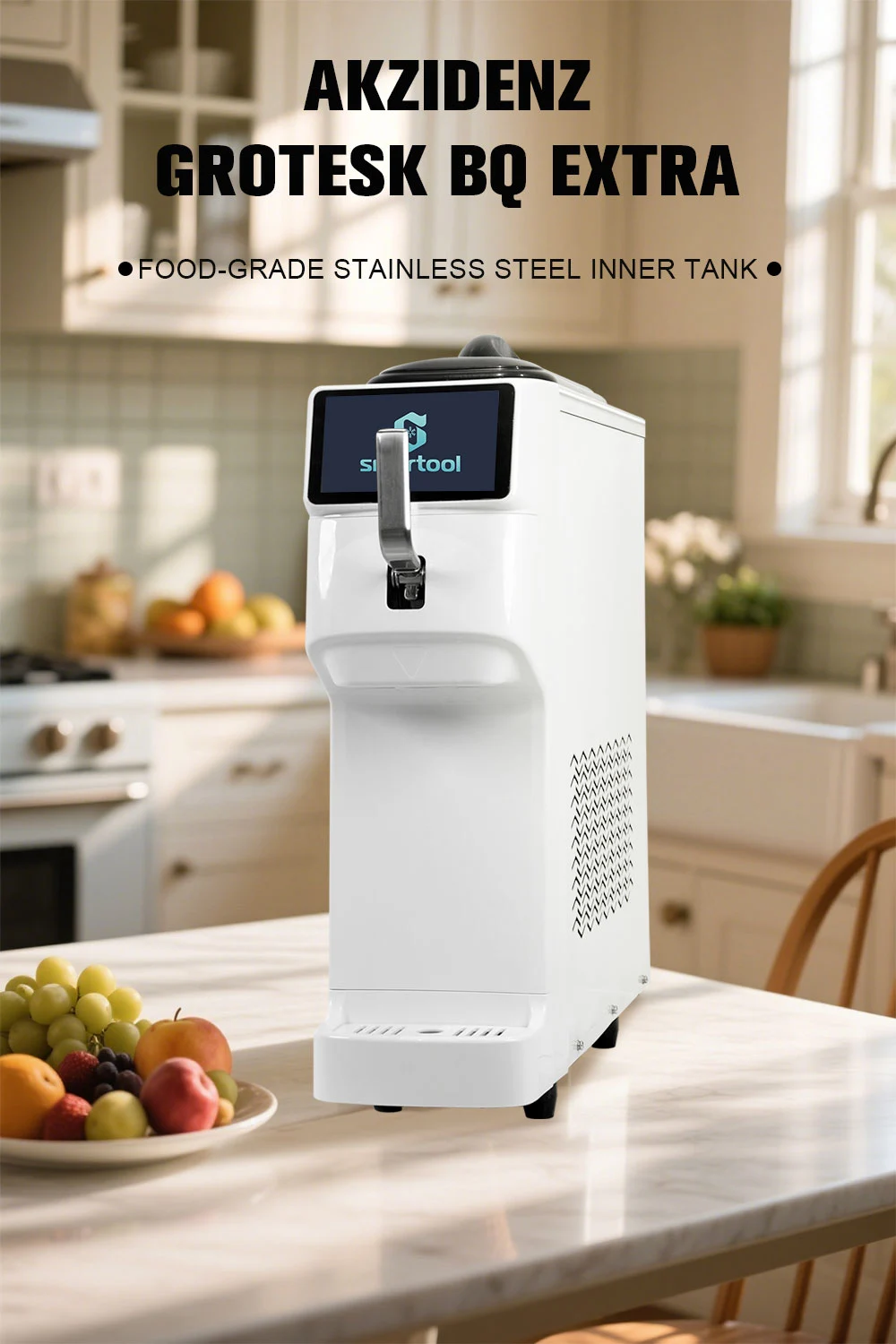 Smartool - Smartool Single Head Embraco Compressor Ice Cream Machine with 7-inch Capacitive Screen & One-Touch Cleaning-GT18RELW