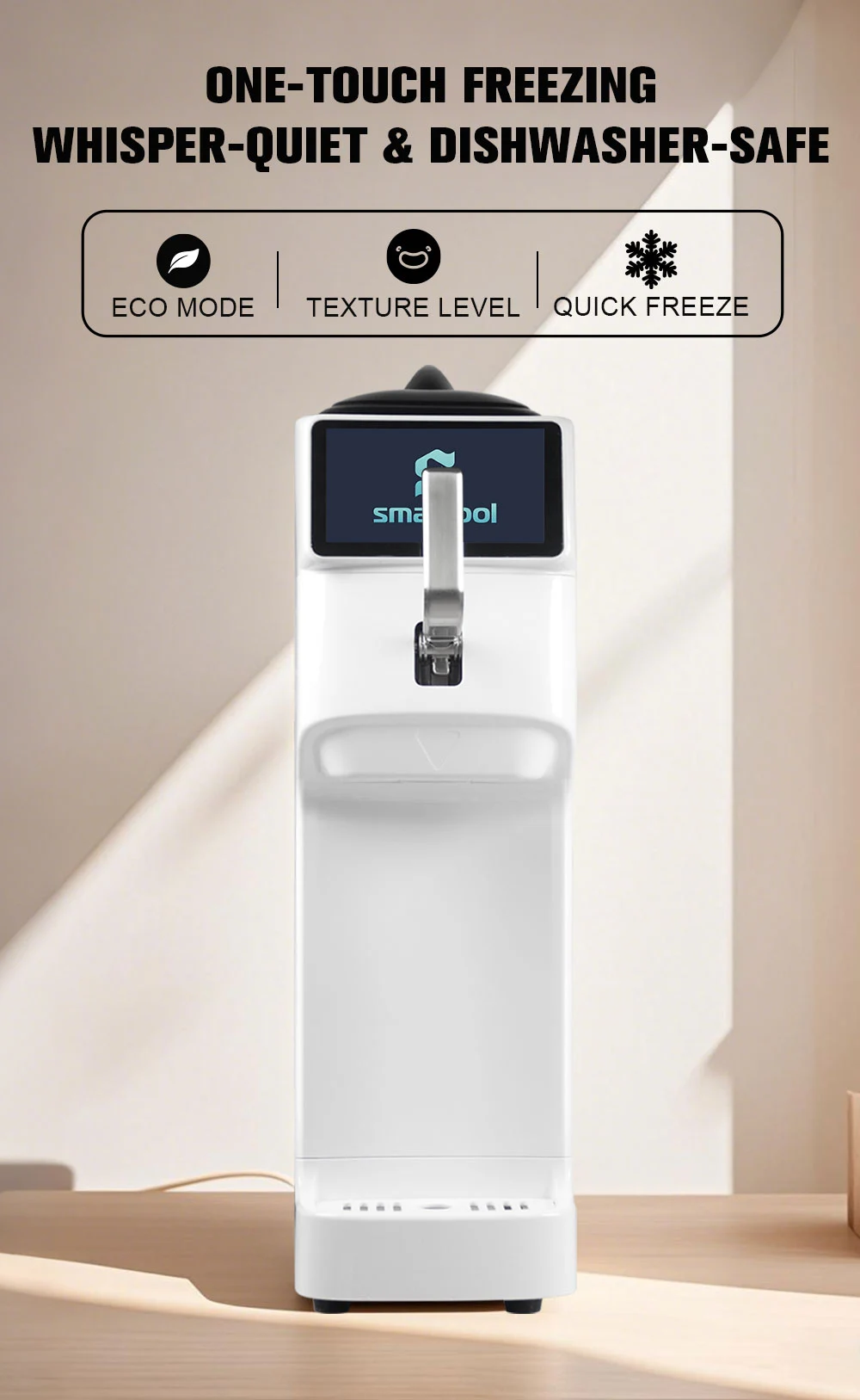 Smartool - Smartool Single Head Embraco Compressor Ice Cream Machine with 7-inch Capacitive Screen & One-Touch Cleaning-GT18RELW