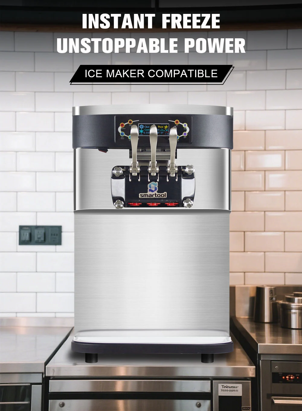 Smartool Countertop Stainless Steel Triple Head High Capacity Single System Ice Cream Machine - BT742SR2JL-F 3 Smartool - Smartool Countertop Stainless Steel Triple Head High Capacity Single System Ice Cream Machine - BT742SR2JL-F