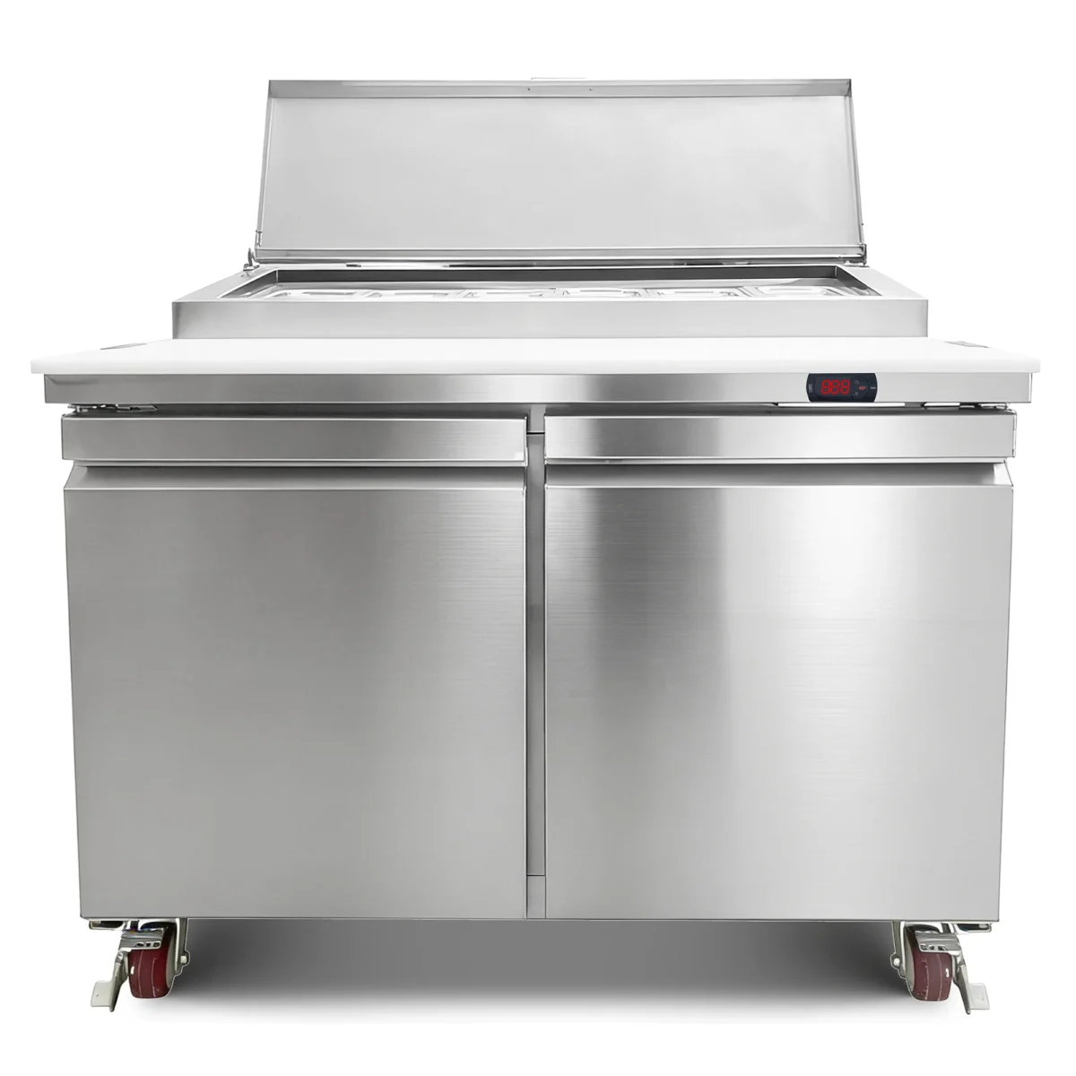 Smartool TSP47FC-2 Commercial Refrigerated Sandwich/Salad Prep Table - 15 Cu Ft 6-Tray Stainless Steel - Image 3