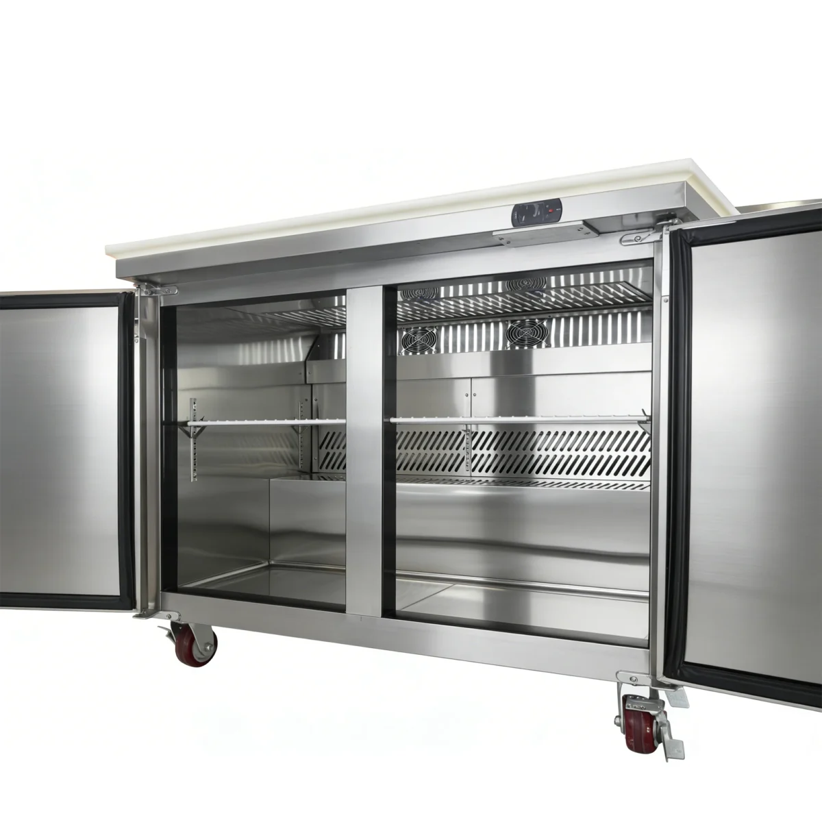Smartool TSP47FC-2 Commercial Refrigerated Sandwich/Salad Prep Table - 15 Cu Ft 6-Tray Stainless Steel - Image 4