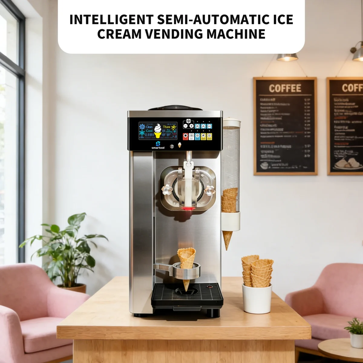 Smartool SW26-BA Semi-Automatic Ice Cream Machine - 20-26L/H Commercial Grade Ice Cream Maker - Image 5