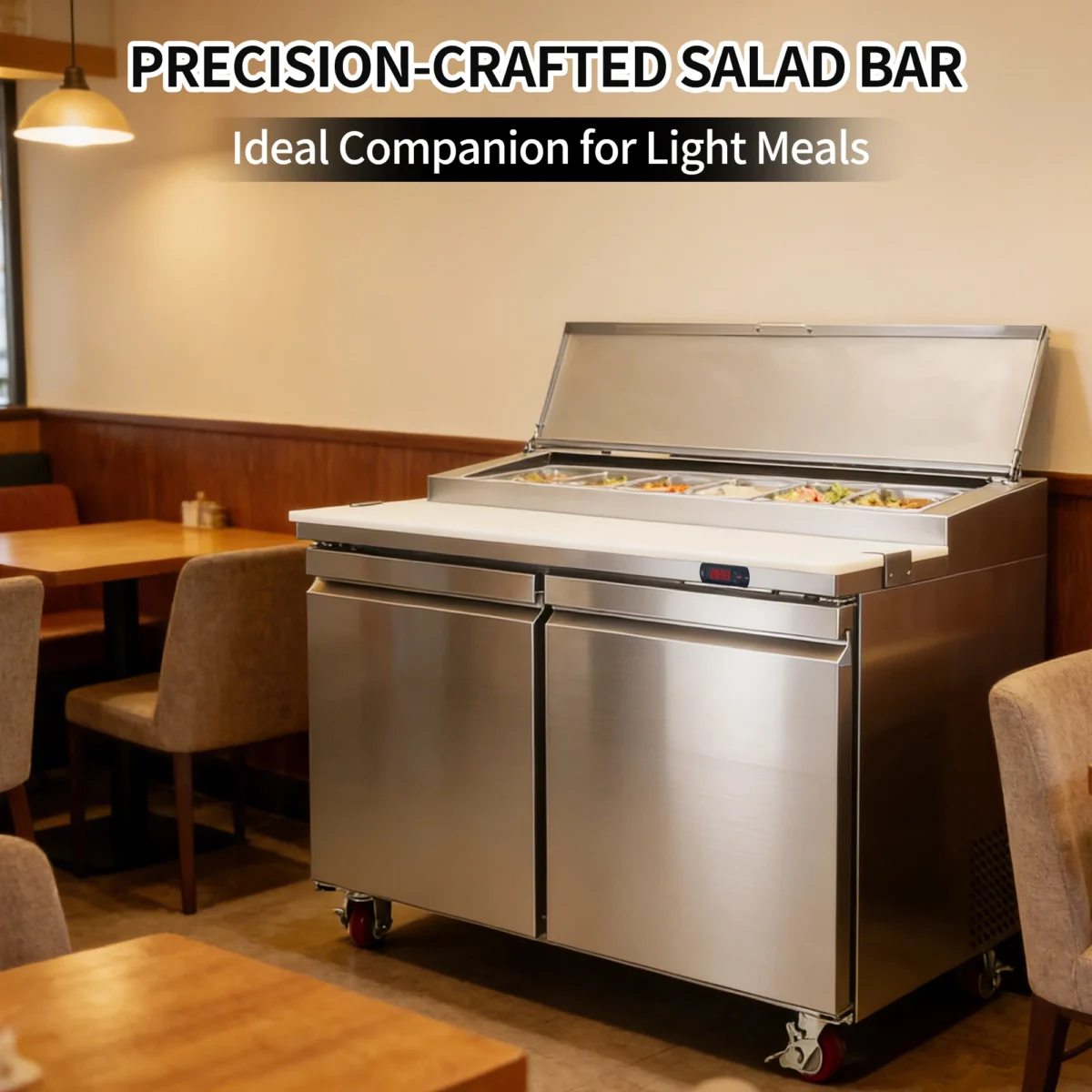Smartool TSP47FC-2 Commercial Refrigerated Sandwich/Salad Prep Table - 15 Cu Ft 6-Tray Stainless Steel - Image 6