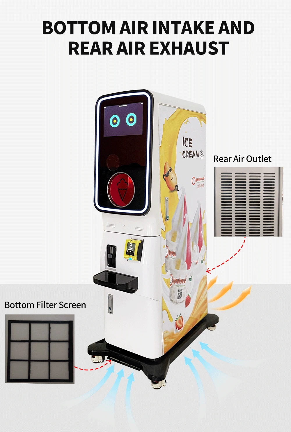 Smartool BA18-100C3 Fully Automatic Intelligent Unmanned Ice Cream Vending Machine with Touch Screen & Sterilization System 4 Smartool - Smartool BA18-100C3 Fully Automatic Intelligent Unmanned Ice Cream Vending Machine with Touch Screen & Sterilization System