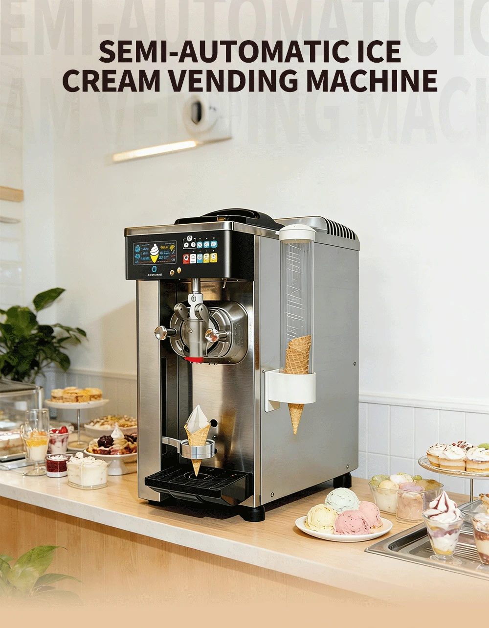 Semi-Automatic Ice Cream Machine for Commercial Use