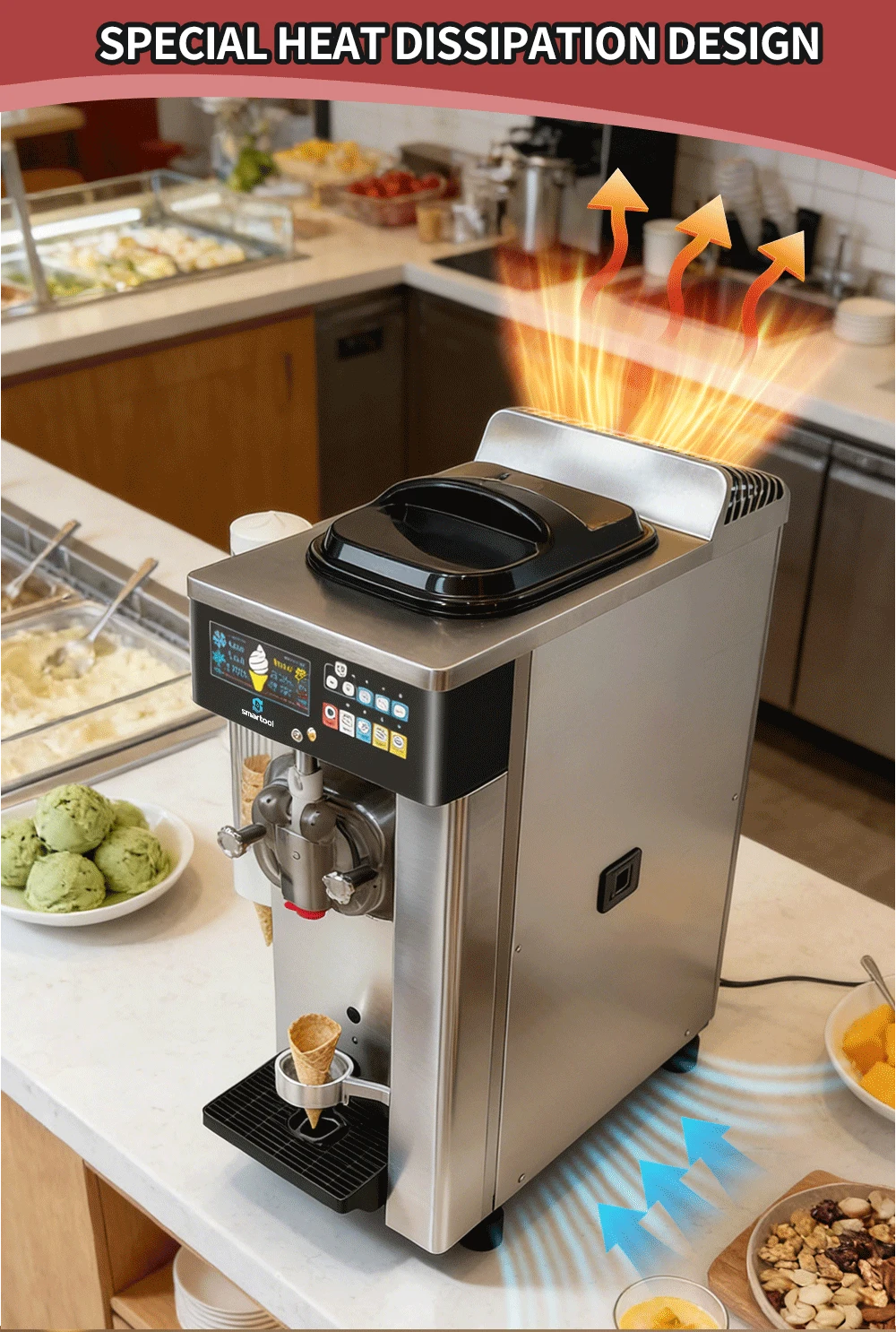 Semi-Automatic Ice Cream Machine for Commercial Use