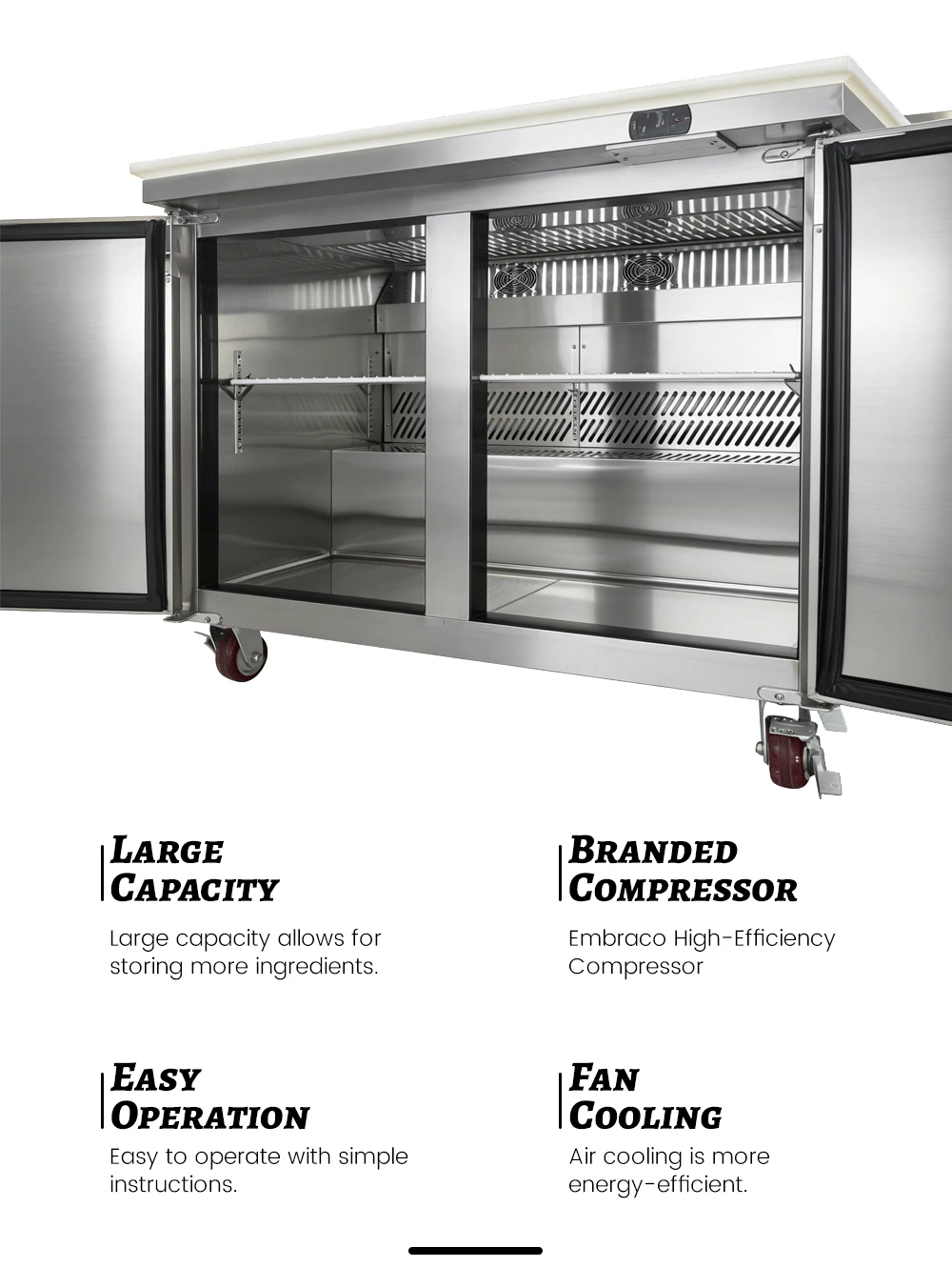 Commercial Refrigerated Sandwich Prep Table with 6 Trays