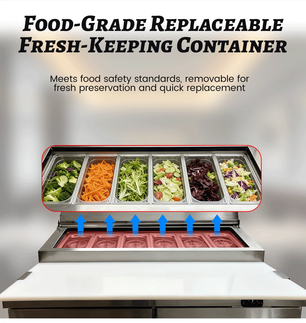 Commercial Refrigerated Sandwich Prep Table with 6 Trays