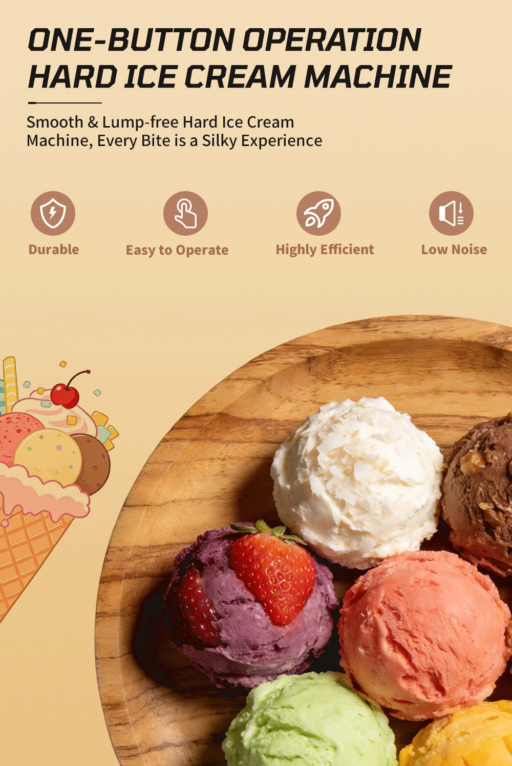 Smartool - Smartool Multifunctional Commercial Ice Cream Machine (With Disinfection System) - Hard & Soft Ice Cream Maker