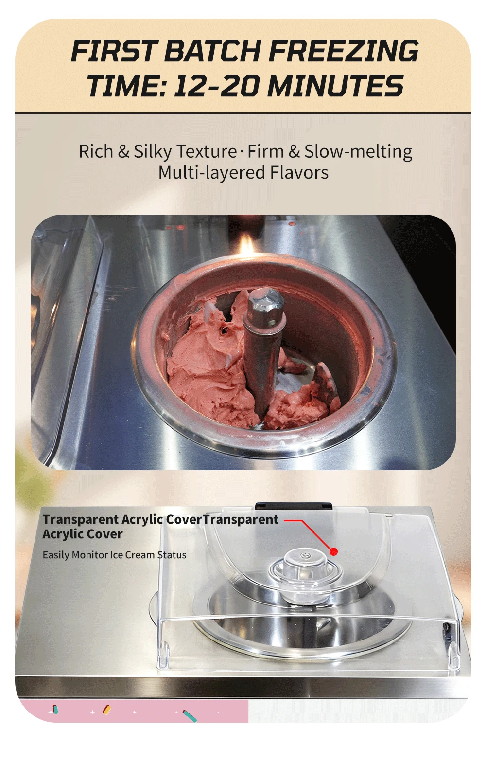 Smartool - Smartool Multifunctional Commercial Ice Cream Machine (With Disinfection System) - Hard & Soft Ice Cream Maker