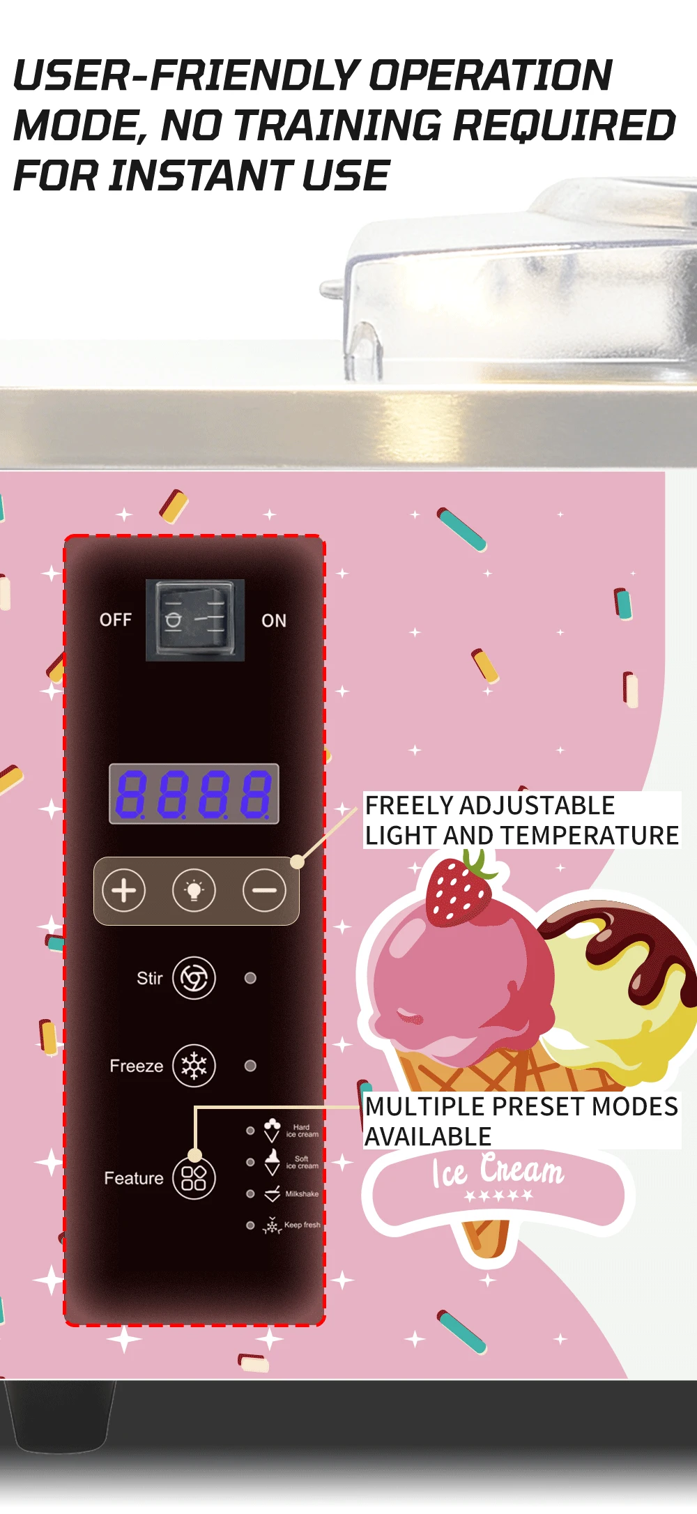 Smartool - Smartool Multifunctional Commercial Ice Cream Machine (With Disinfection System) - Hard & Soft Ice Cream Maker