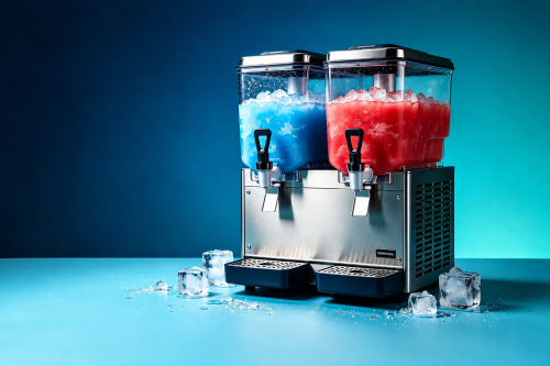 Comparison between batch freeze and continuous freeze commercial slush machines, showing freezing methods, production consistency, recovery speed, and performance differences.