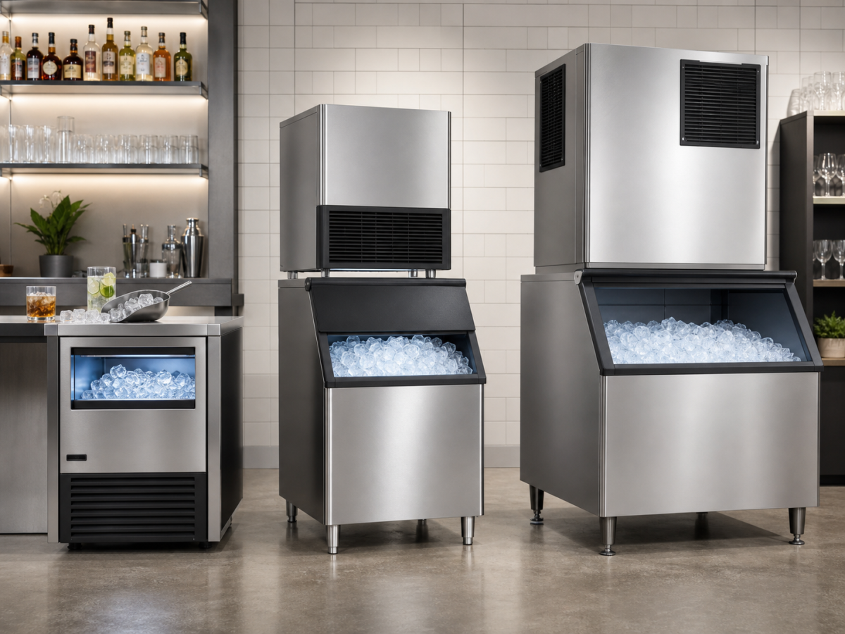 Comparison of undercounter, modular, and high-volume commercial ice machines for bars