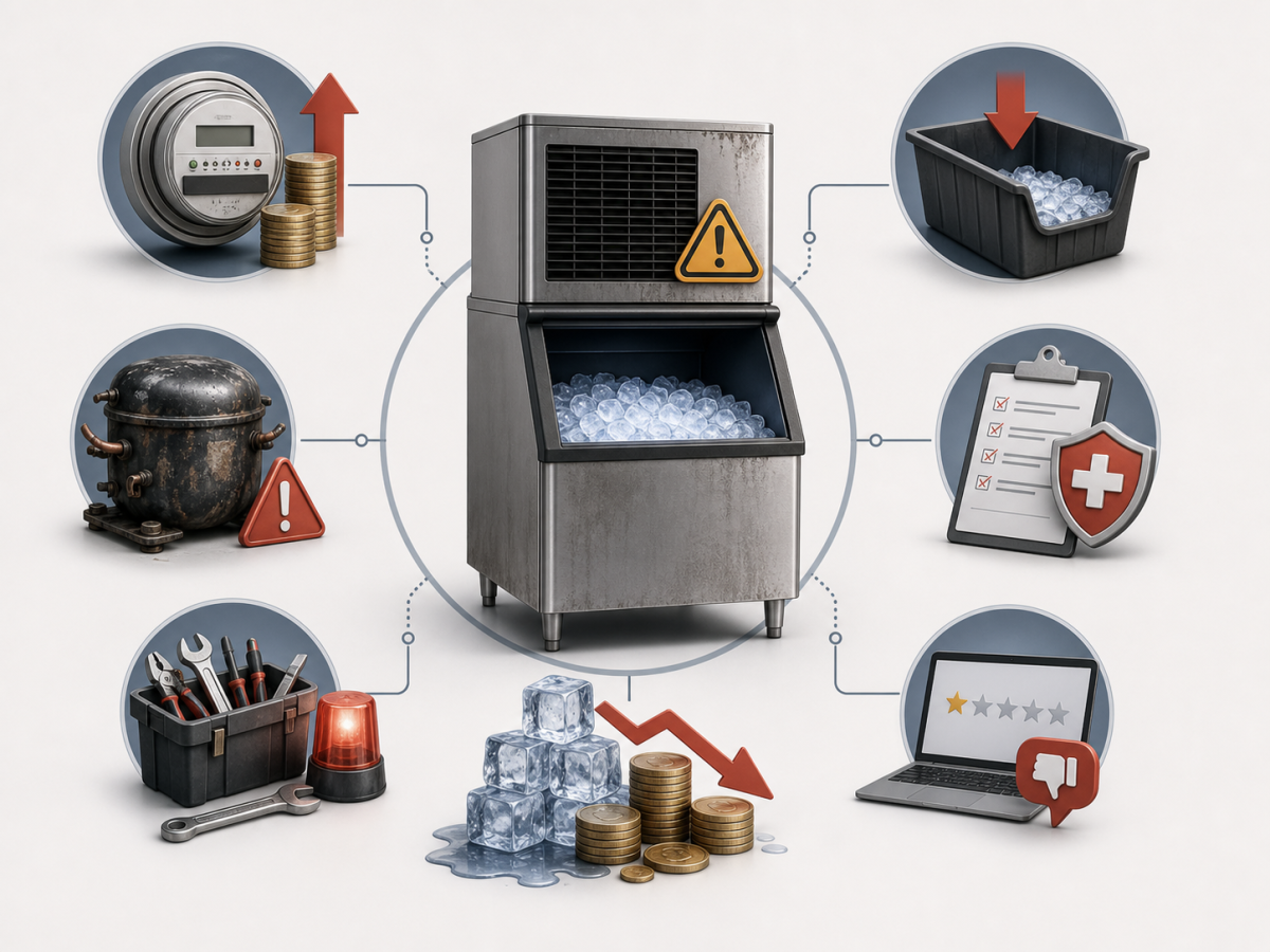 What Are the Hidden Costs of Poor Ice Machine Maintenance? 2 Hidden costs of neglected commercial ice machine maintenance including energy waste, repairs, downtime, health risks, and reputation damage