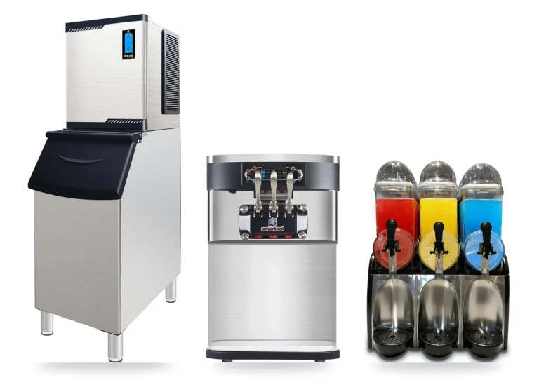 Smartool commercial ice maker, three-handle soft serve ice cream machine and three-tank slushy machine